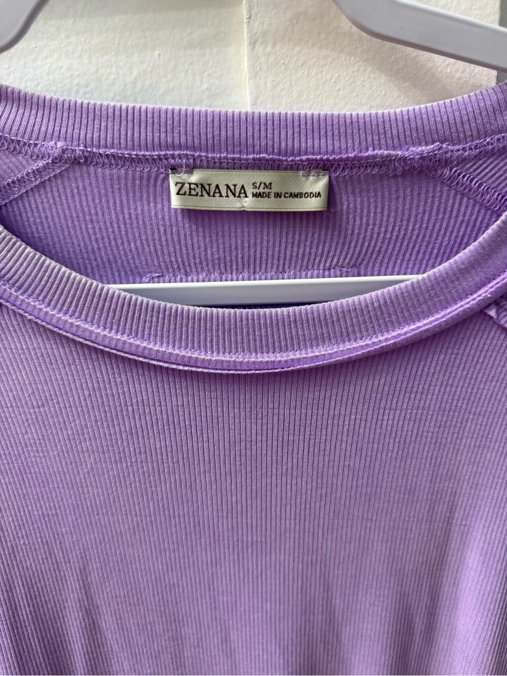 Zenana Outfitters Lavender Ribbed Short Sleeve Tee - Picture 2 of 2